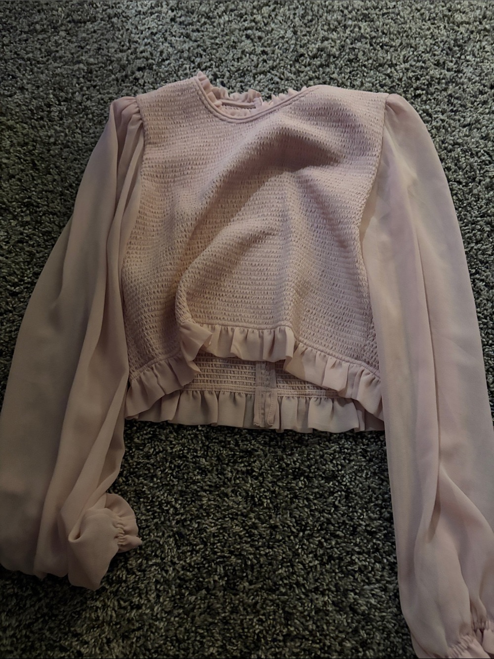 Wilfred Pale Pink Ruffled Cropped Blouse